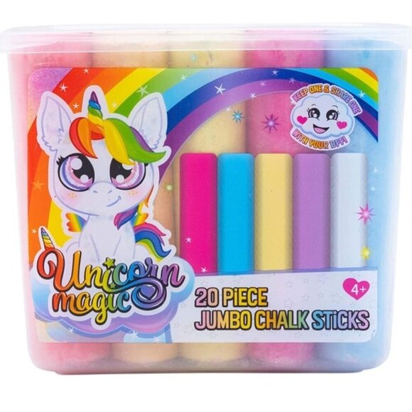 Unicorn Jumbo Sidewalk Chalk Tub 20 Pieces Magic Unicorn Multicolor - Picture 3 of 12